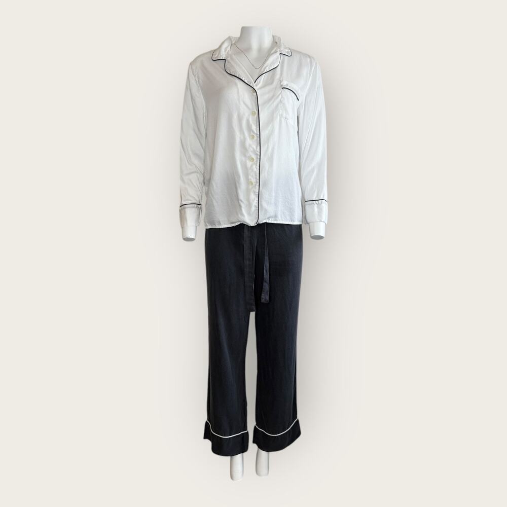 Ettitude | Long Sleeve Pajama Set | Gray/White | Medium